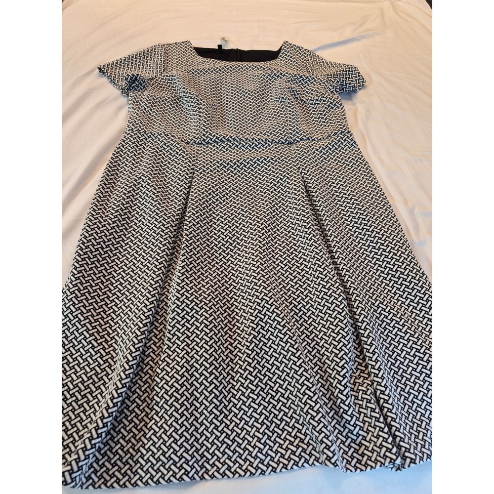 NEW Talbots Woman Black White Geometric Basketweave Sheath Dress 14W Academia - Picture 5 of 8